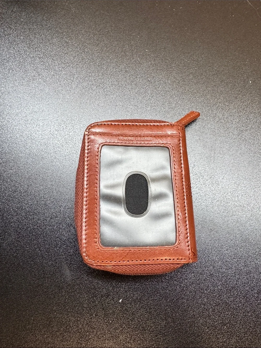 Compact Brown Leather Zip Wallet